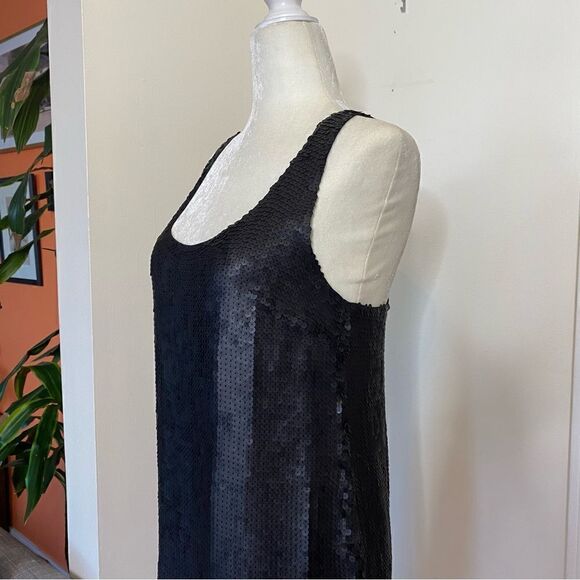 Theory Black Matte Mini Sequined Dress Size 0 - Picture 5 of 11